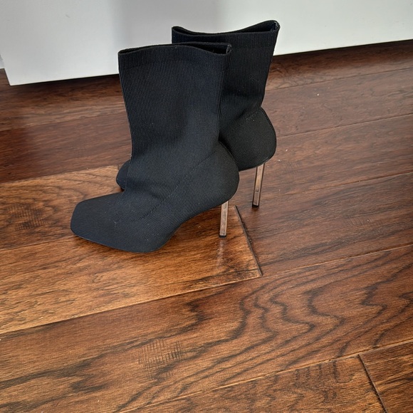 Black Sock Heeled Booties 8 - Picture 3 of 5